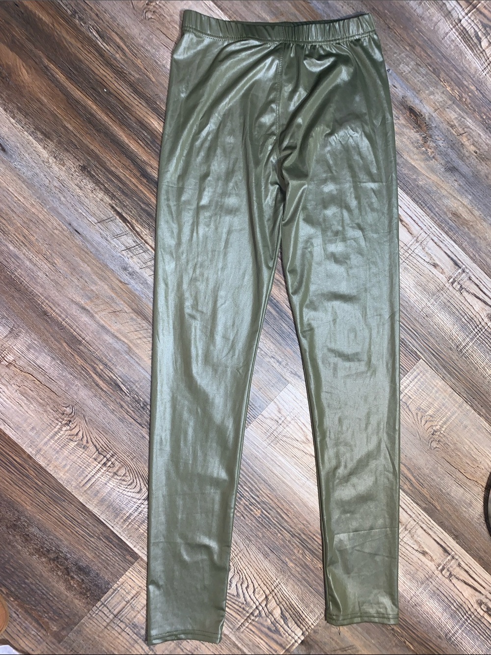 Olive Green Men's Faux Leather Leggings